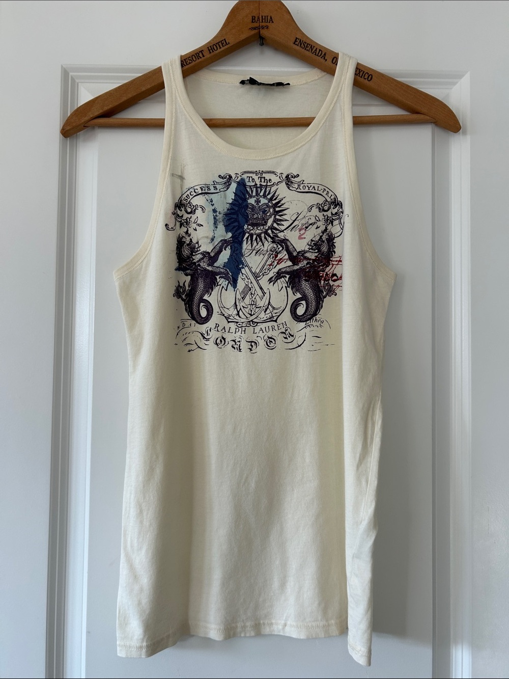 Ralph Lauren Mythical Creatures Graphic Racerback Tank Sz L w MEASUREMENTS